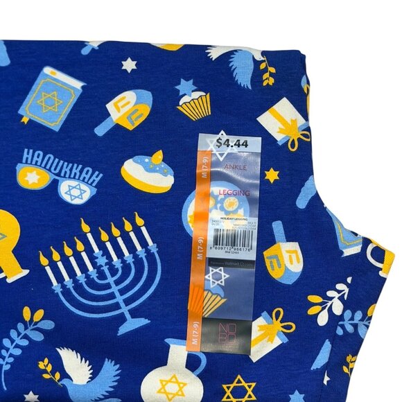 NWT No Boundaries Juniors M (7-9) Hanukkah Leggings Blue Menorah Dreidel Holiday - Picture 2 of 3